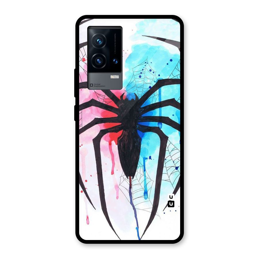 Colorful Web Glass Back Case for iQOO 9 5G