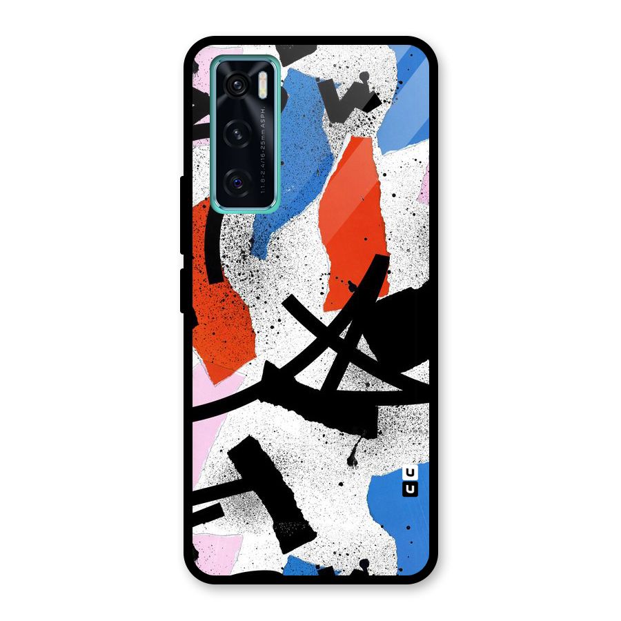Coloured Abstract Art Glass Back Case for Vivo V20 SE