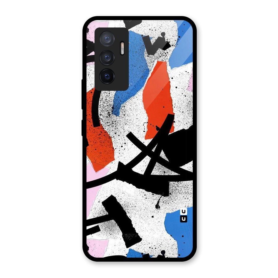 Coloured Abstract Art Glass Back Case for Vivo V23e