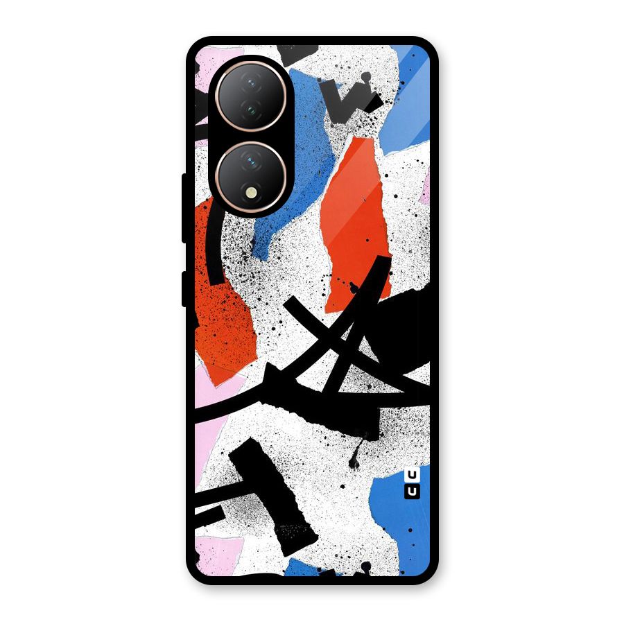 Coloured Abstract Art Glass Back Case for Vivo Y100A