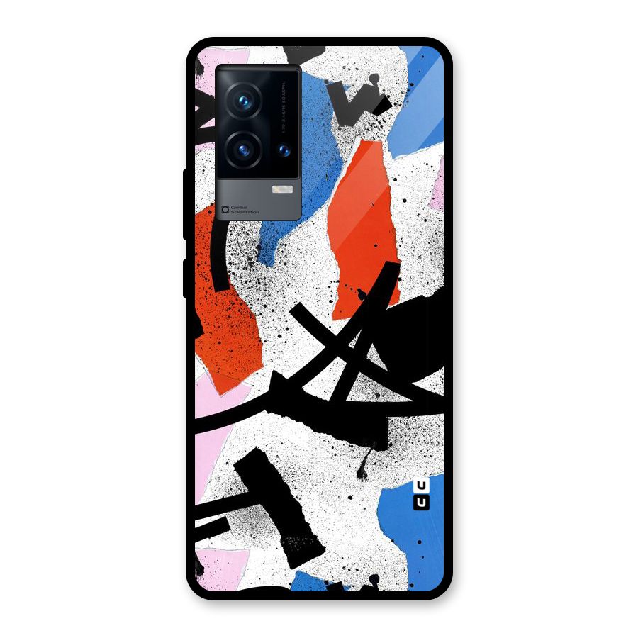 Coloured Abstract Art Glass Back Case for iQOO 9 5G