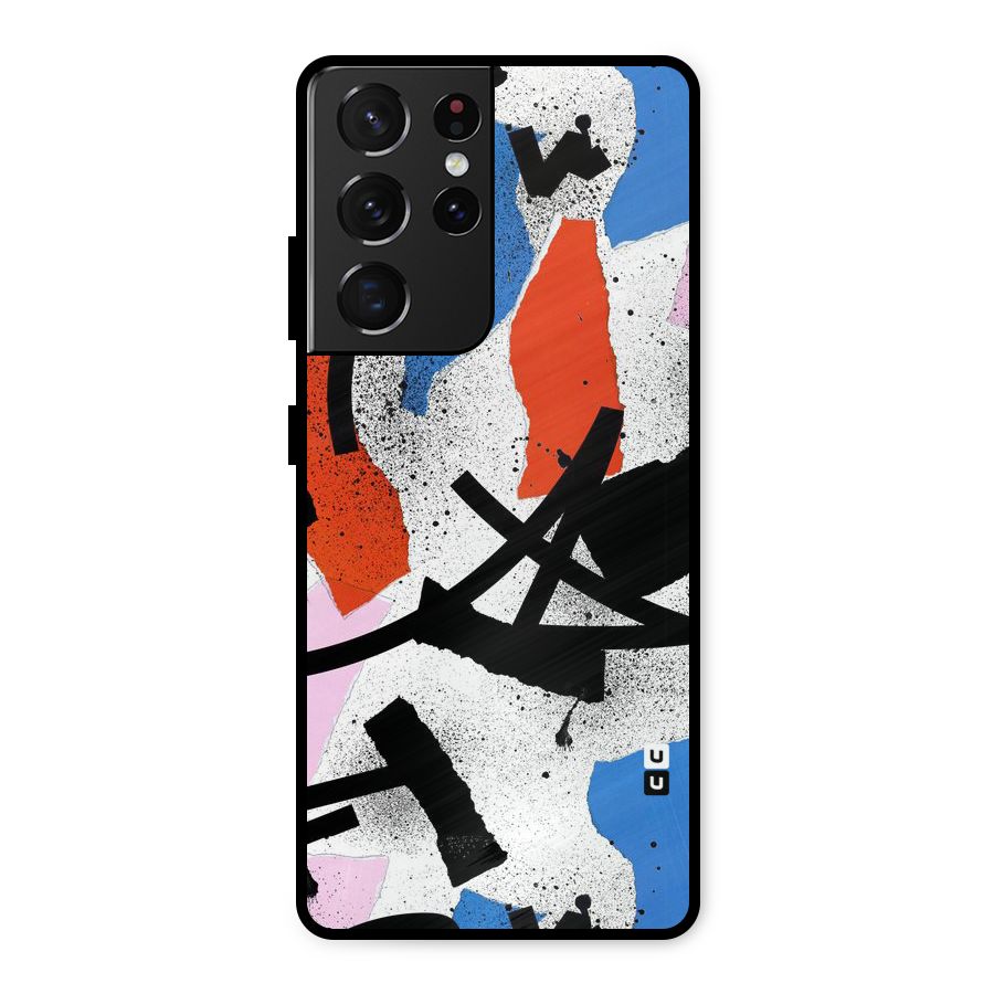 Coloured Abstract Art Metal Back Case for Galaxy S21 Ultra 5G