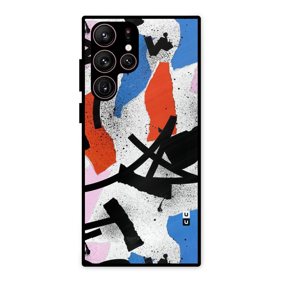 Coloured Abstract Art Metal Back Case for Galaxy S22 Ultra 5G