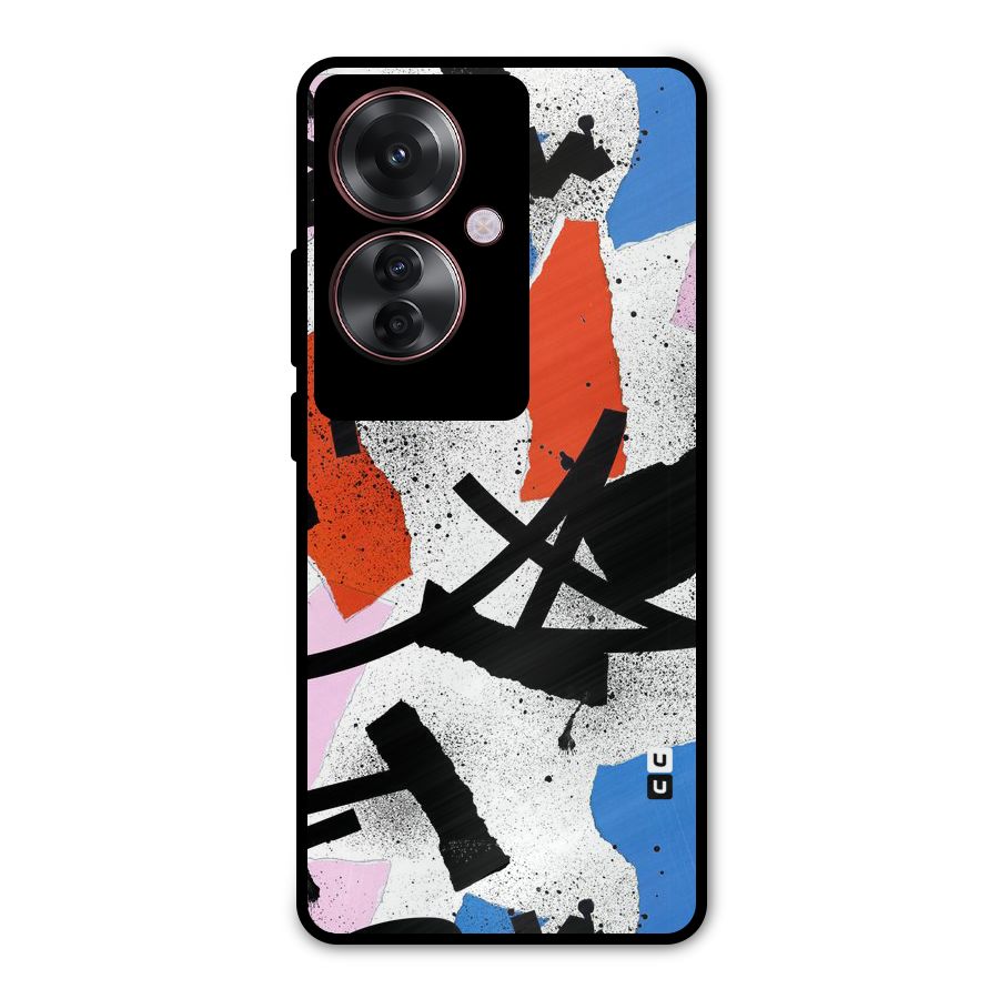 Coloured Abstract Art Metal Back Case for Oppo F25 Pro