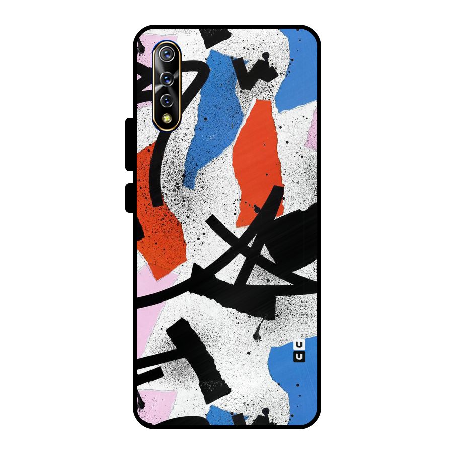 Coloured Abstract Art Metal Back Case for Vivo S1