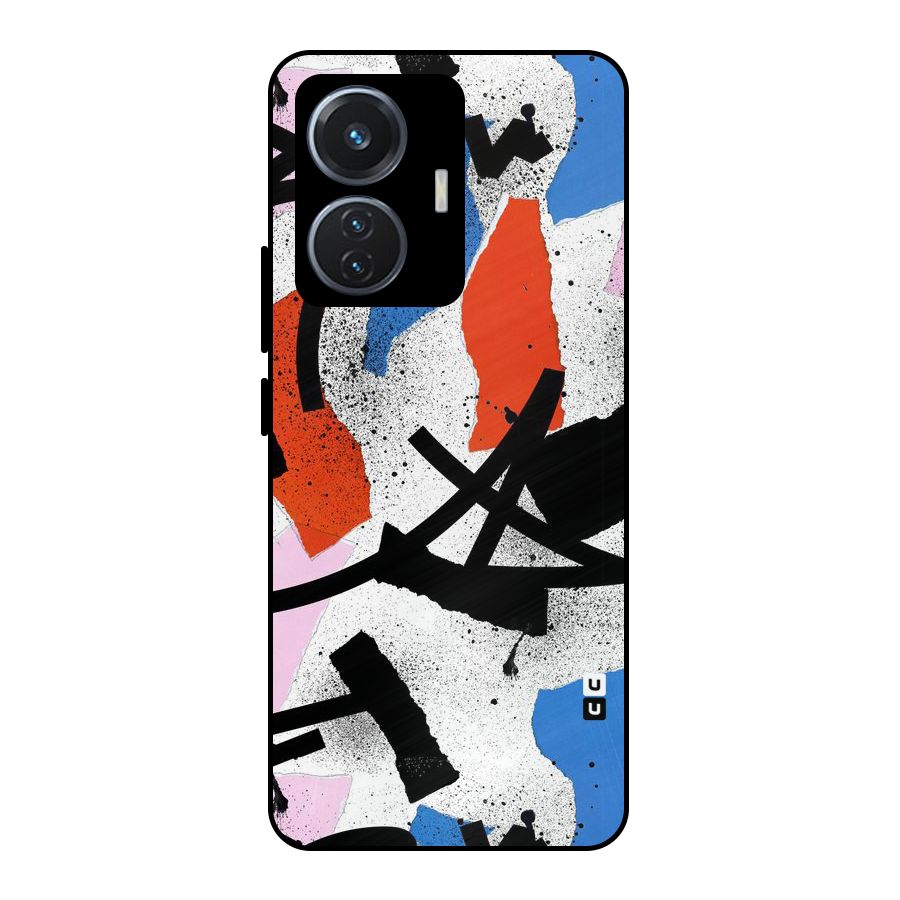 Coloured Abstract Art Metal Back Case for Vivo T1 44W