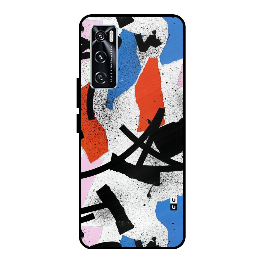Coloured Abstract Art Metal Back Case for Vivo V20 SE