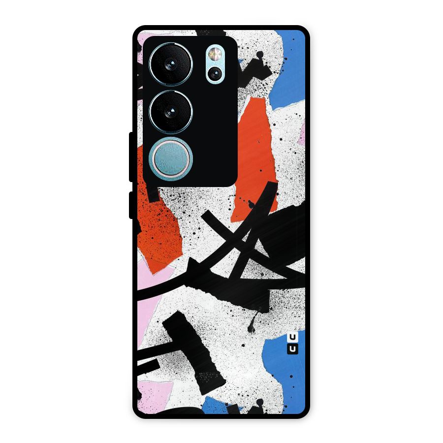 Coloured Abstract Art Metal Back Case for Vivo V29