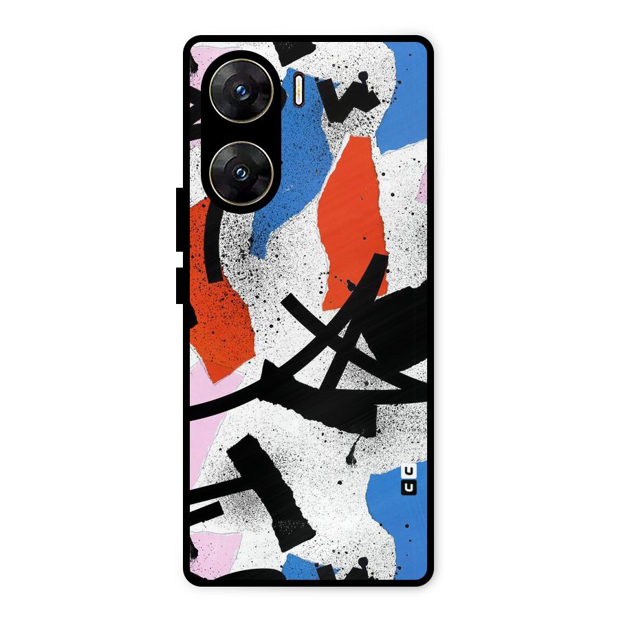 Coloured Abstract Art Metal Back Case for Vivo V29e