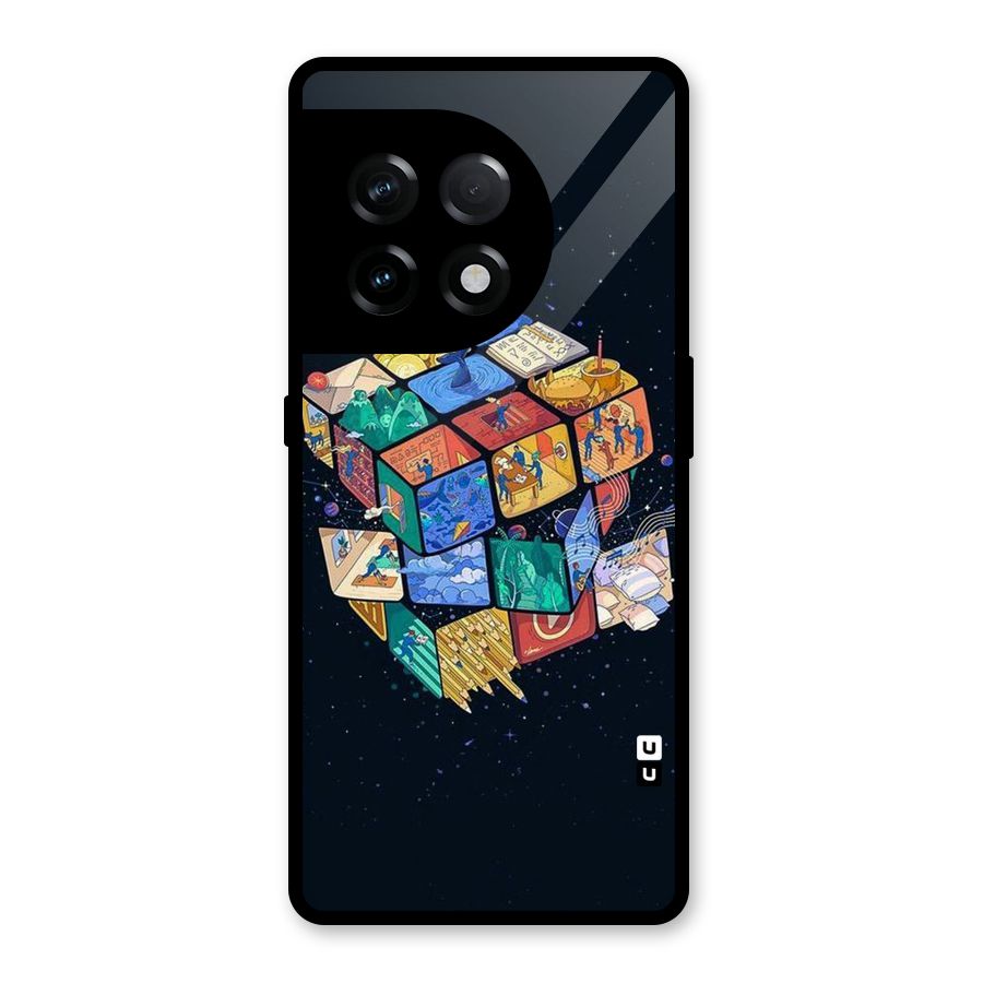 Coloured Rubic Glass Back Case for OnePlus 11R
