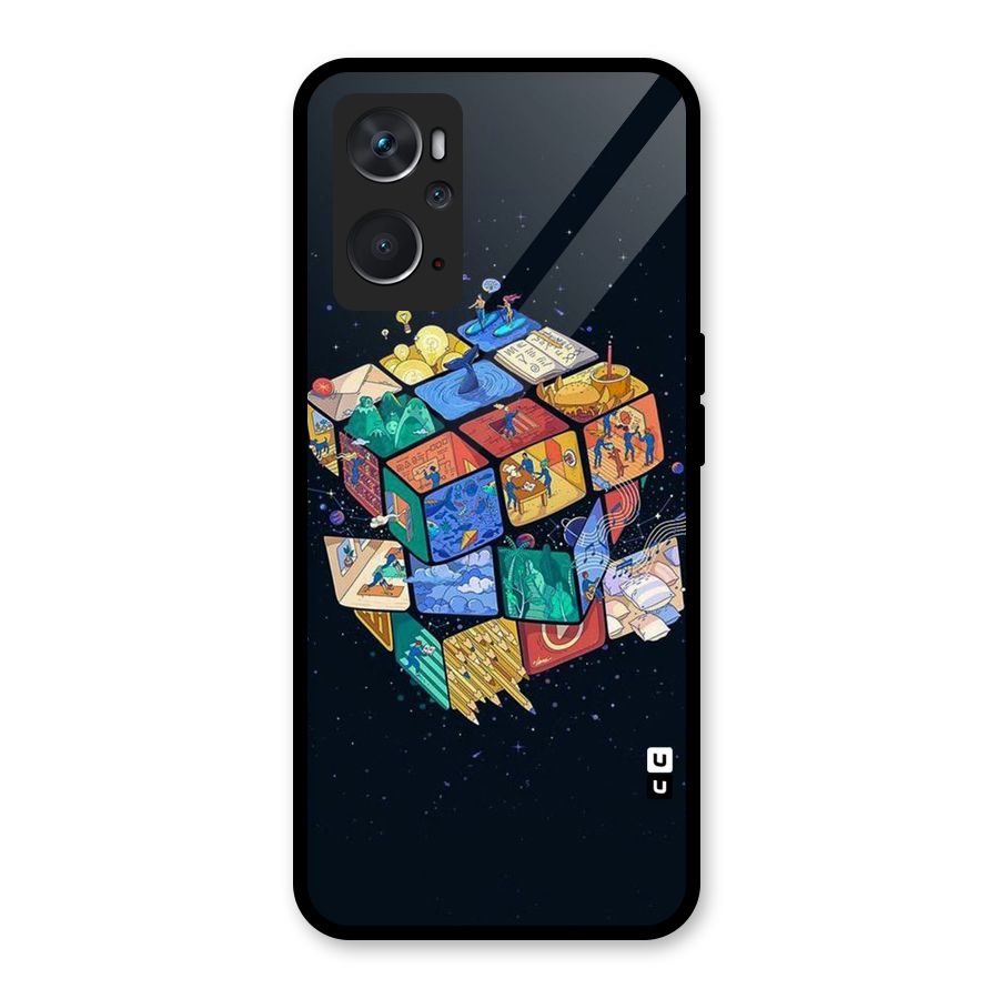 Coloured Rubic Glass Back Case for Oppo K10 4G