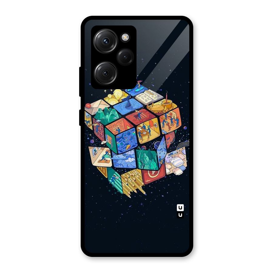 Coloured Rubic Glass Back Case for Poco X5 Pro