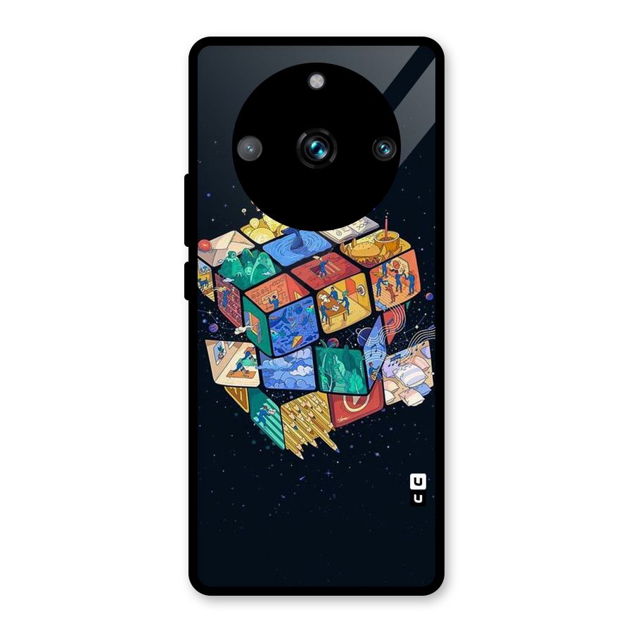 Coloured Rubic Glass Back Case for Realme 11 Pro