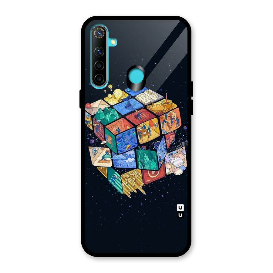 Coloured Rubic Glass Back Case for Realme 5