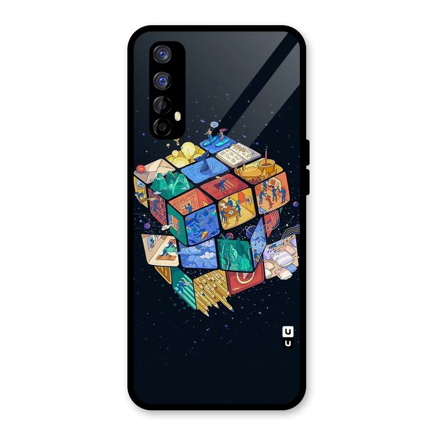 Coloured Rubic Glass Back Case for Realme Narzo 20 Pro