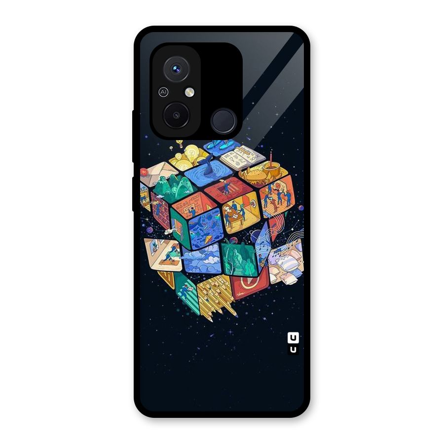 Coloured Rubic Glass Back Case for Redmi 12C