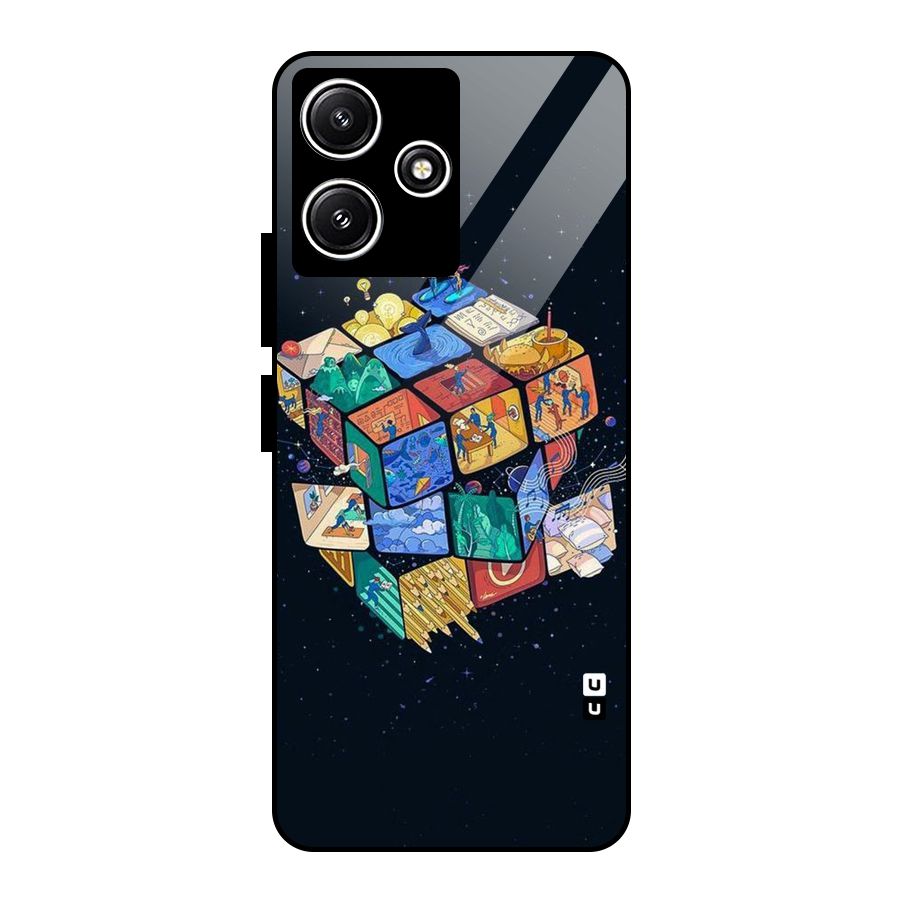 Coloured Rubic Glass Back Case for Redmi 12 5G