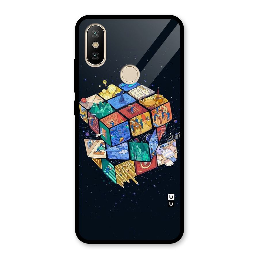 Coloured Rubic Glass Back Case for Redmi A2