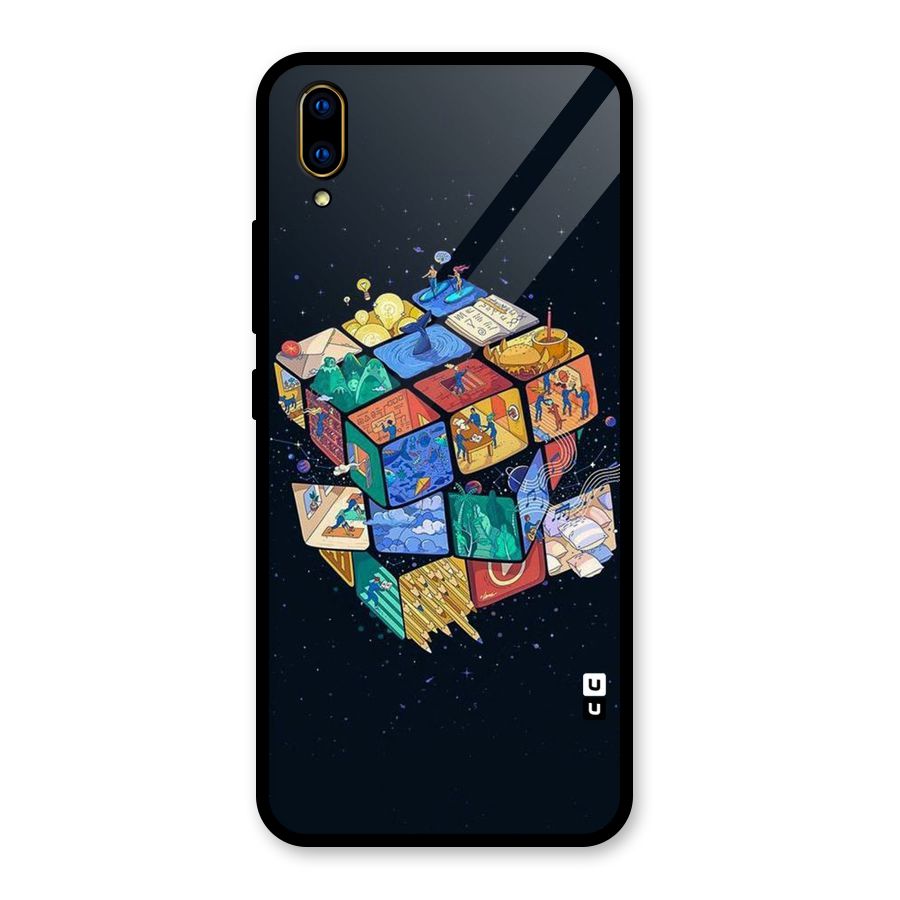 Coloured Rubic Glass Back Case for Vivo V11 Pro