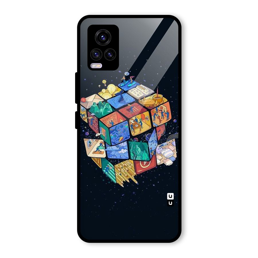Coloured Rubic Glass Back Case for Vivo V20 2021