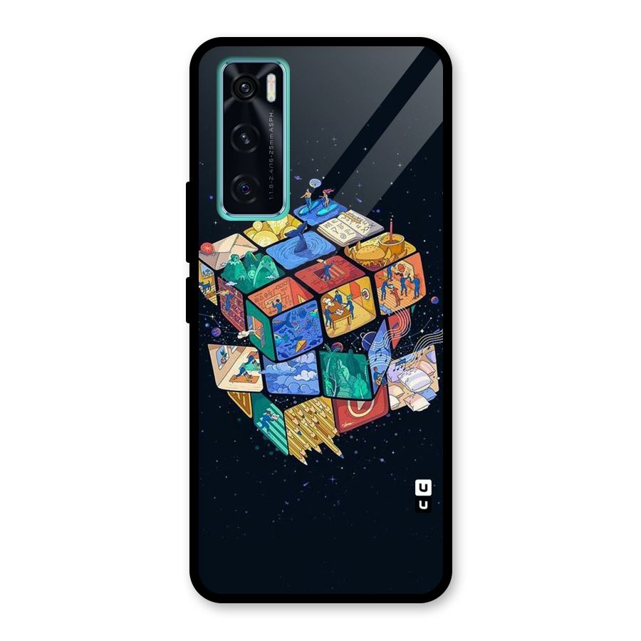 Coloured Rubic Glass Back Case for Vivo V20 SE
