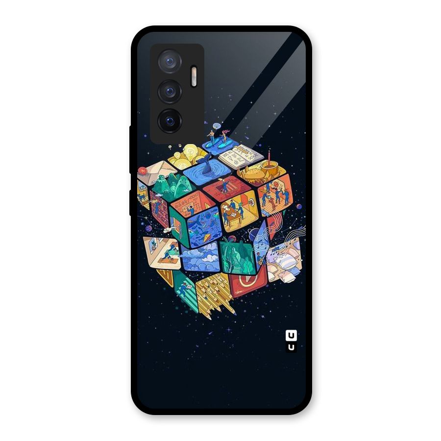 Coloured Rubic Glass Back Case for Vivo V23e