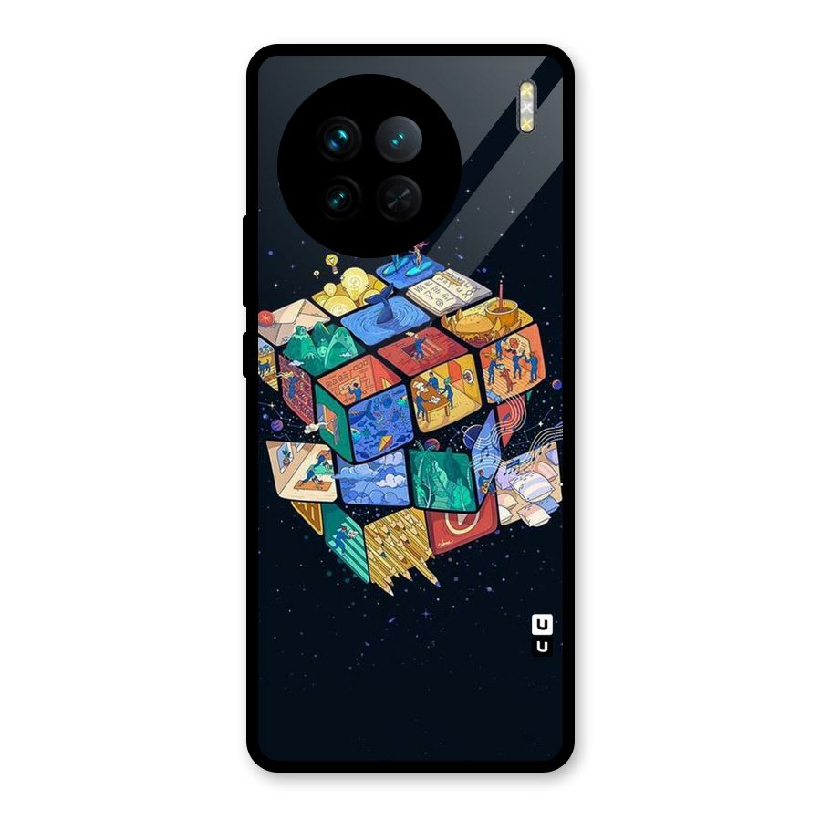 Coloured Rubic Glass Back Case for Vivo X90