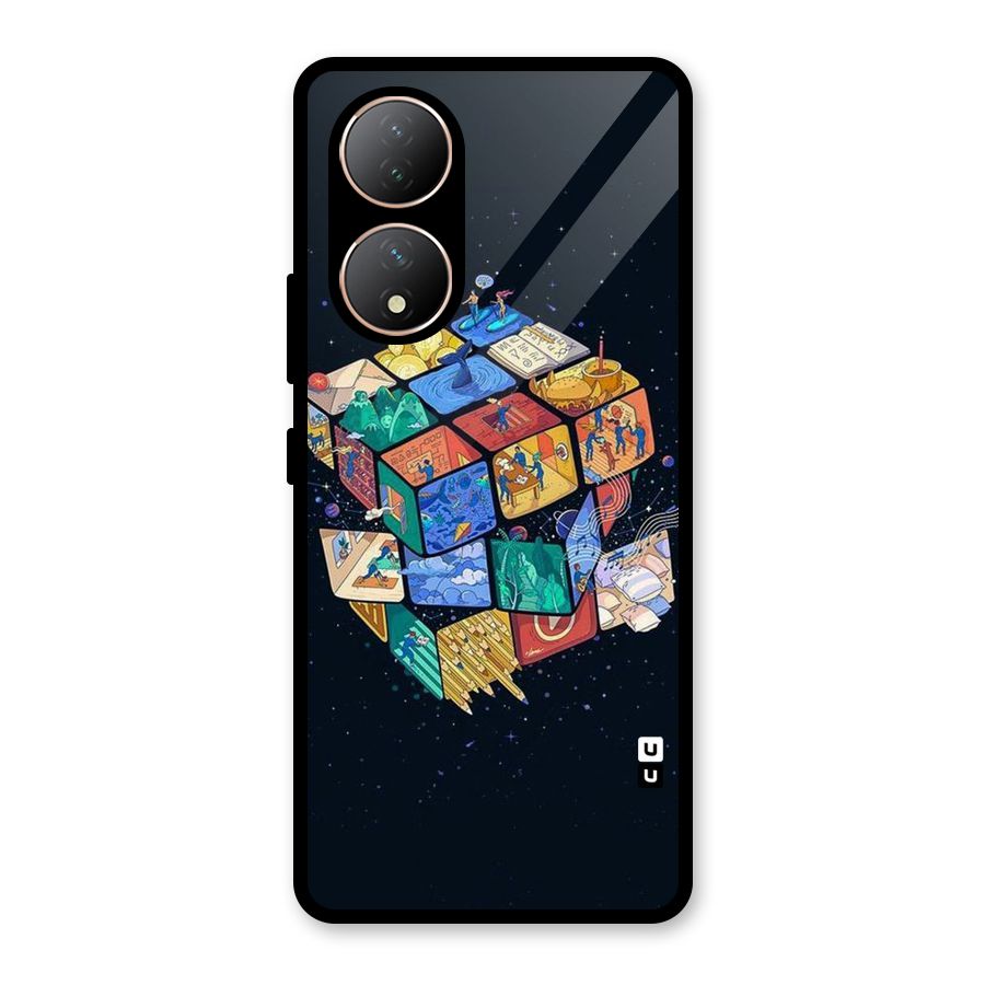 Coloured Rubic Glass Back Case for Vivo Y100A