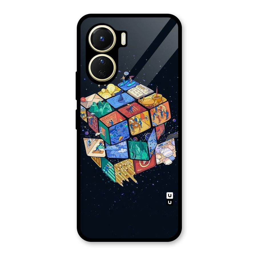 Coloured Rubic Glass Back Case for Vivo Y16