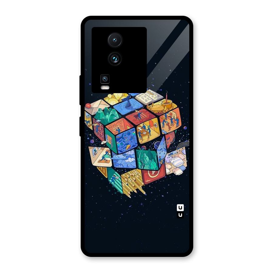 Coloured Rubic Glass Back Case for Vivo iQOO Neo 7 Pro