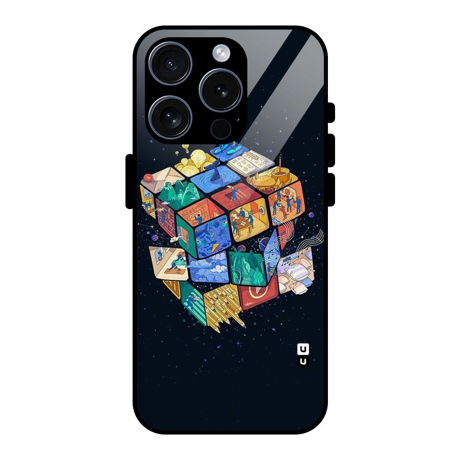 Coloured Rubic Glass Back Case for iPhone 15 Pro