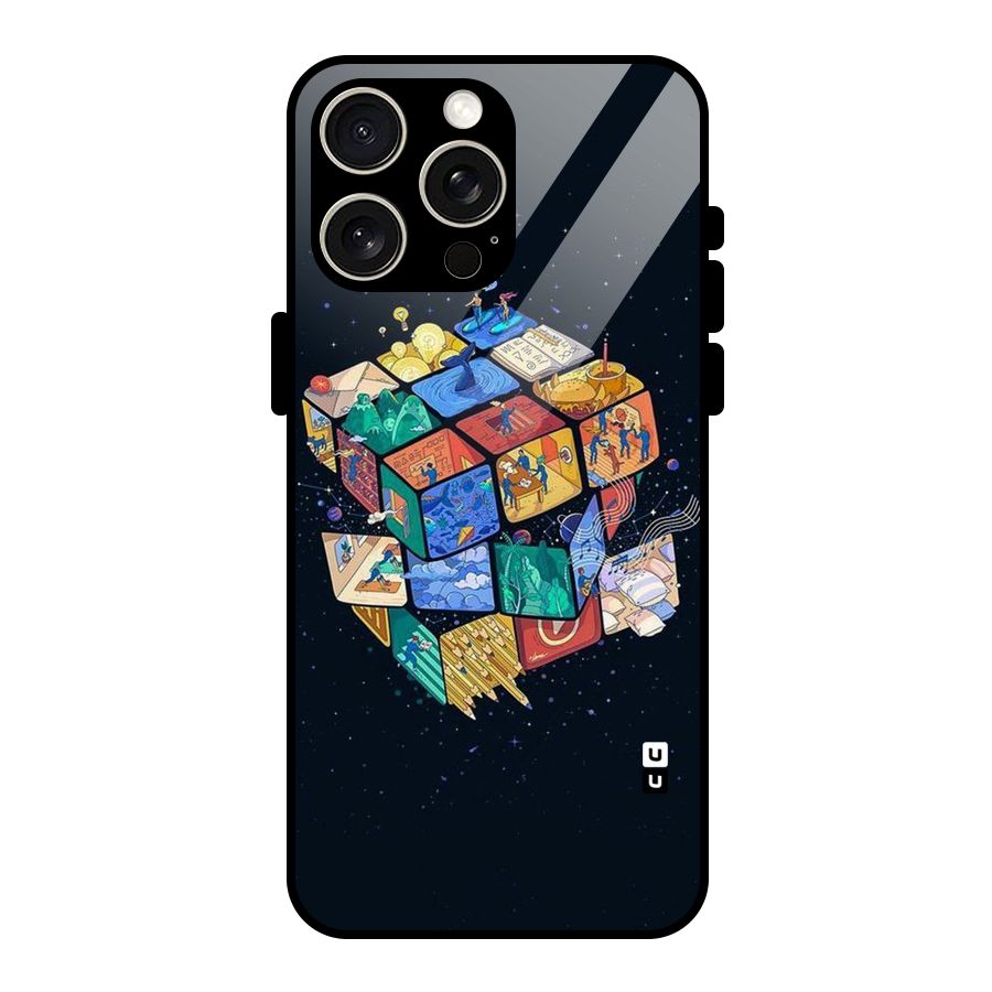Coloured Rubic Glass Back Case for iPhone 15 Pro Max