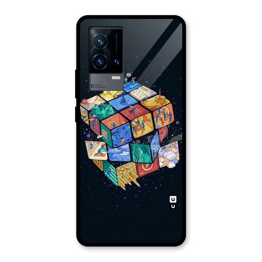 Coloured Rubic Glass Back Case for iQOO 9 5G
