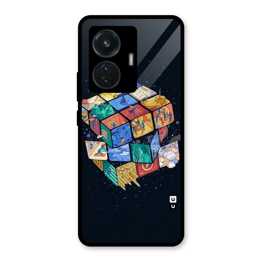 Coloured Rubic Glass Back Case for iQOO Z6 44W