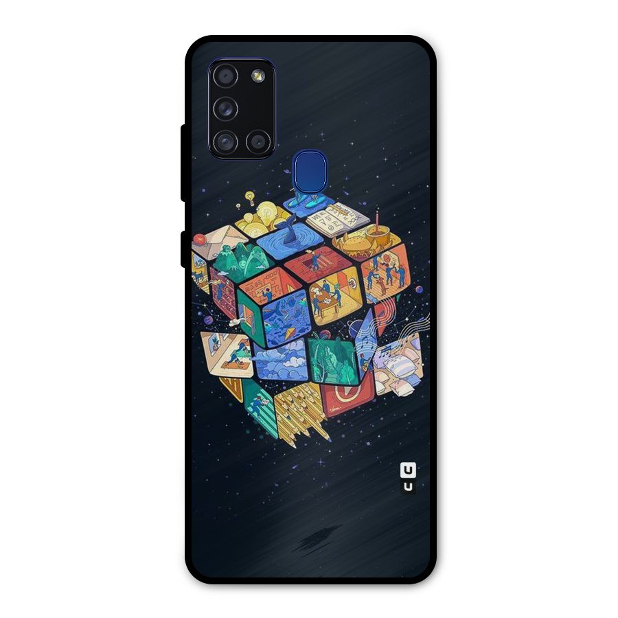 Coloured Rubic Metal Back Case for Galaxy A21s
