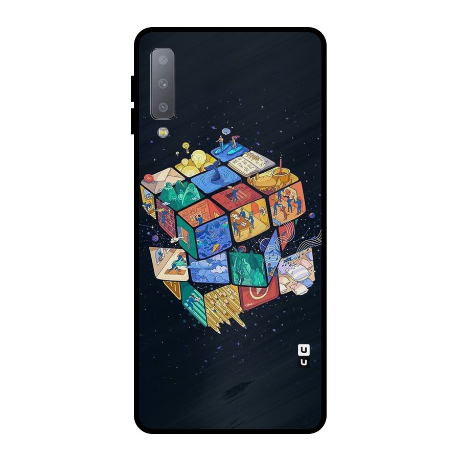 Coloured Rubic Metal Back Case for Galaxy A7 (2018)