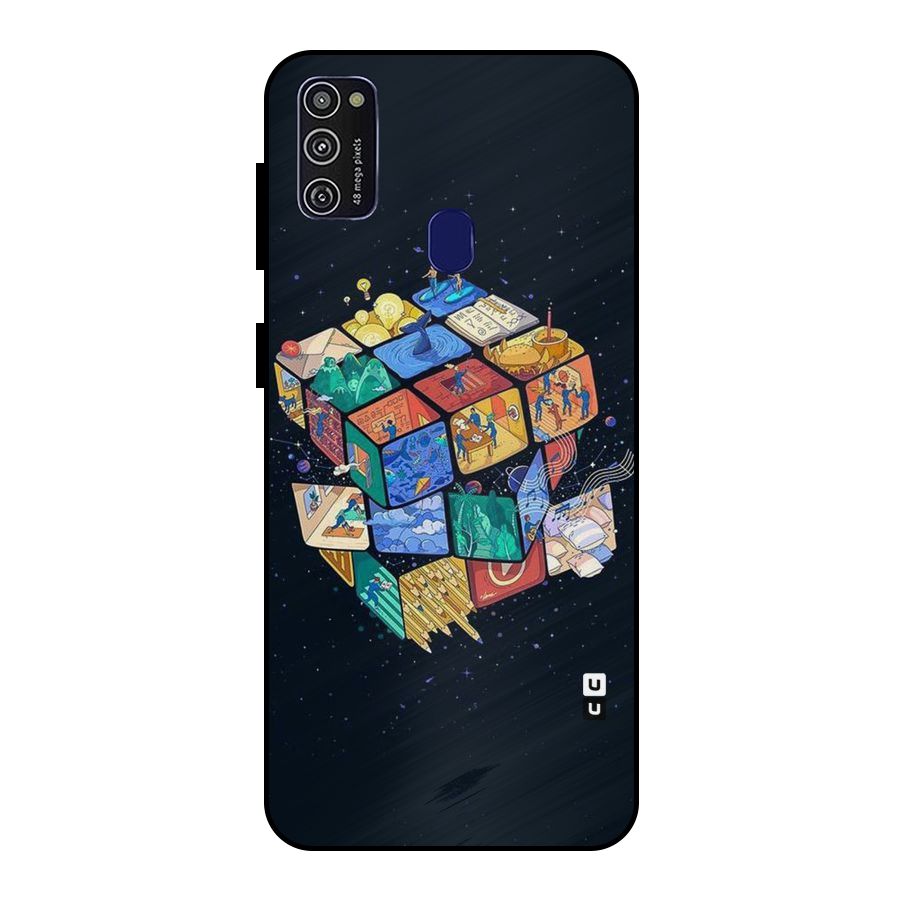 Coloured Rubic Metal Back Case for Galaxy M21