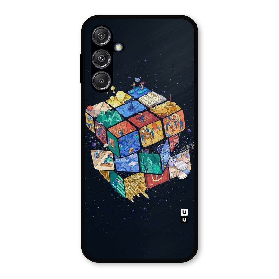 Coloured Rubic Metal Back Case for Galaxy M34 5G