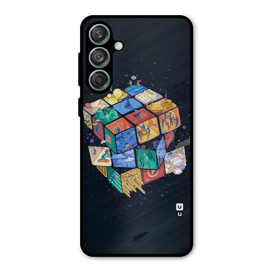 Coloured Rubic Metal Back Case for Galaxy M55 5G