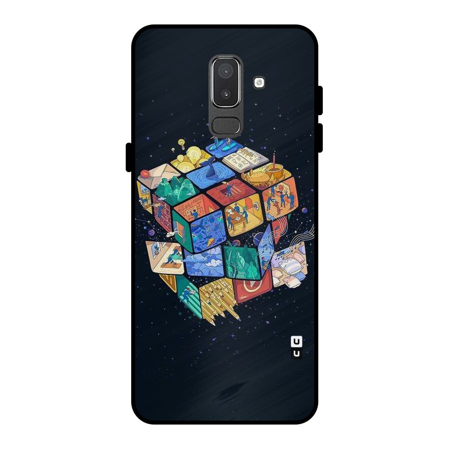 Coloured Rubic Metal Back Case for Galaxy On8 (2018)