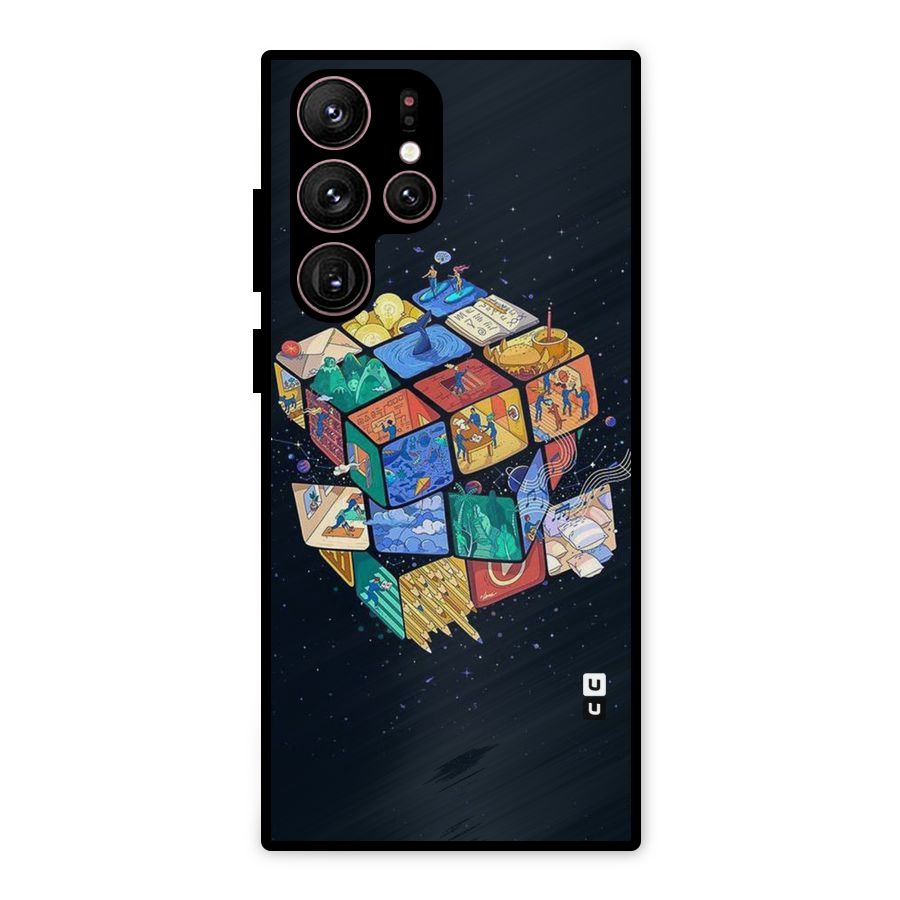 Coloured Rubic Metal Back Case for Galaxy S22 Ultra 5G