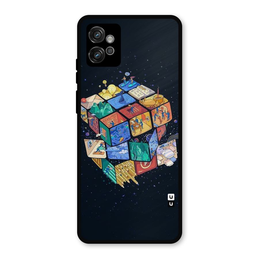 Coloured Rubic Metal Back Case for Moto G32