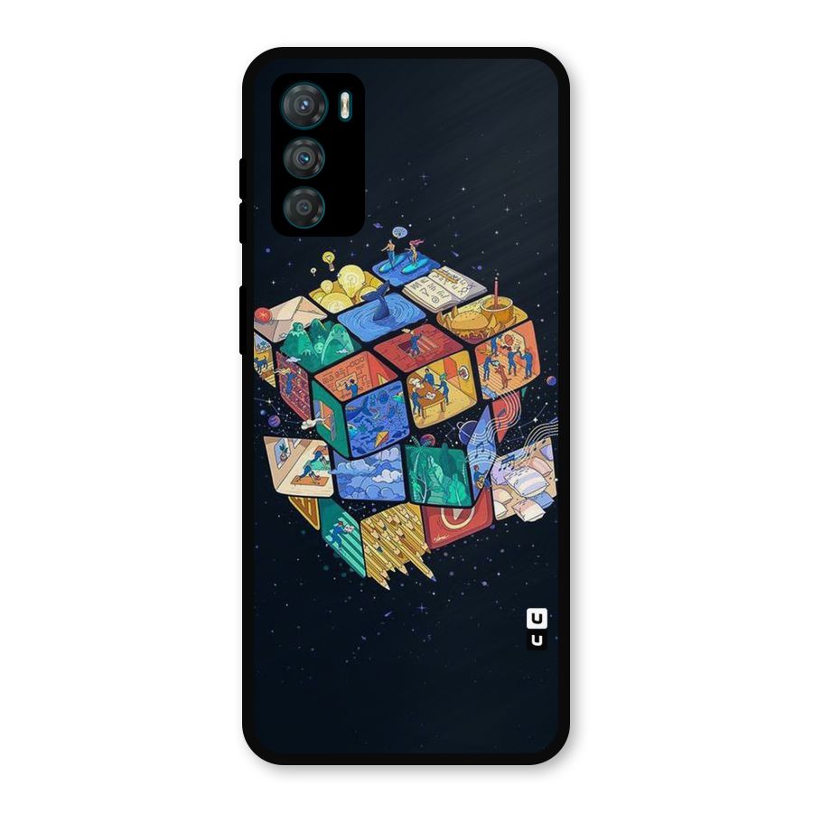Coloured Rubic Metal Back Case for Moto G42