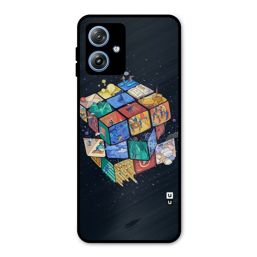 Coloured Rubic Metal Back Case for Moto G54