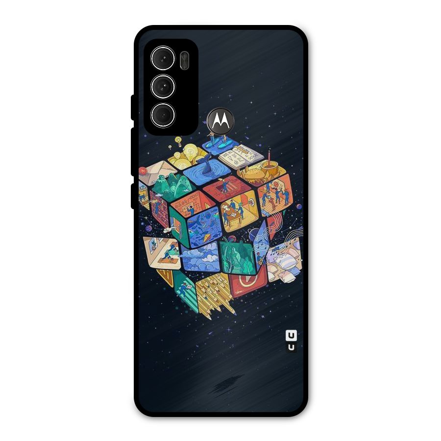 Coloured Rubic Metal Back Case for Moto G60