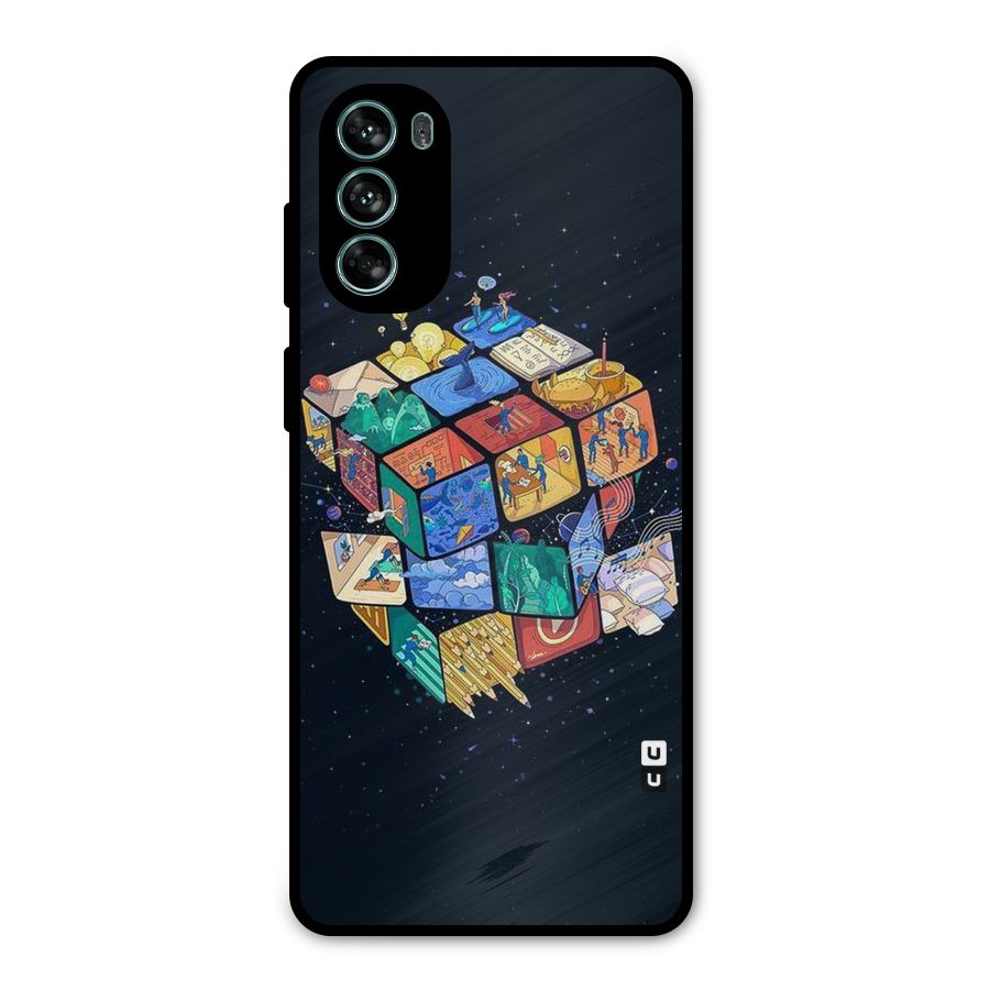 Coloured Rubic Metal Back Case for Moto G62