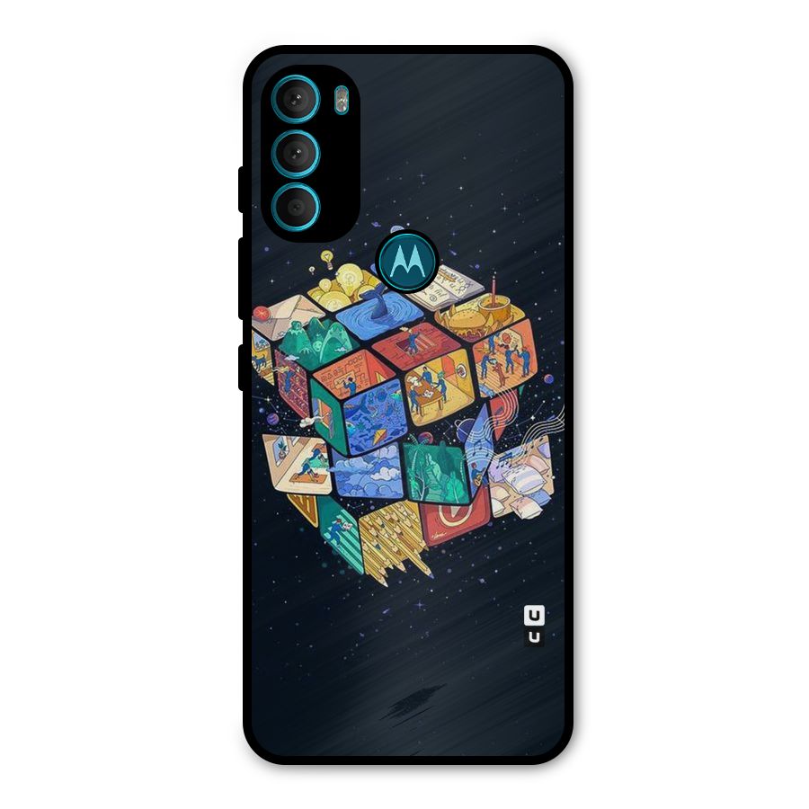 Coloured Rubic Metal Back Case for Moto G71 5G