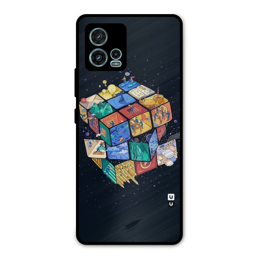 Coloured Rubic Metal Back Case for Moto G72
