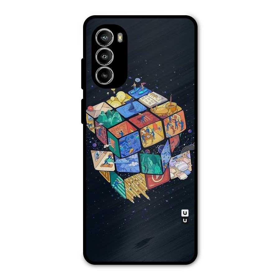 Coloured Rubic Metal Back Case for Moto G82