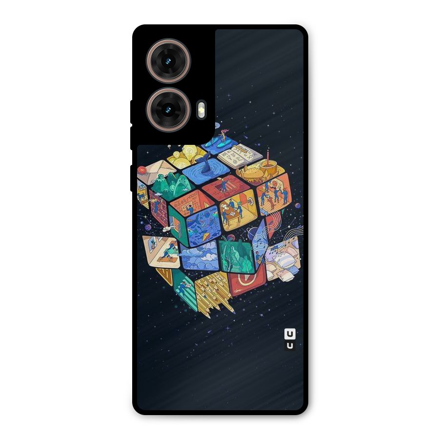 Coloured Rubic Metal Back Case for Moto G85
